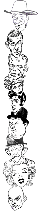 vertical image of caricature heads